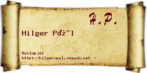 Hilger Pál névjegykártya